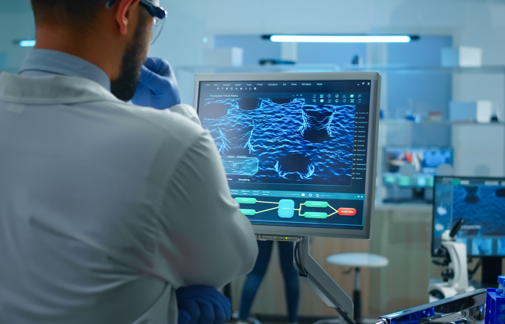 A medical professional checking the patient's lab results