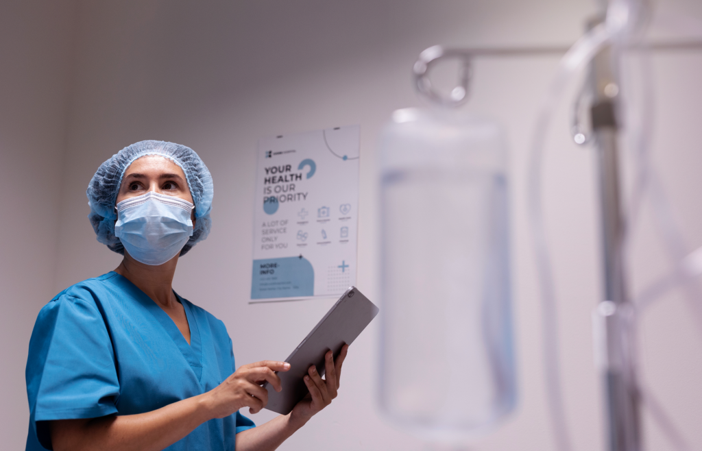 A healthcare practitioner checking the patient's health conditions