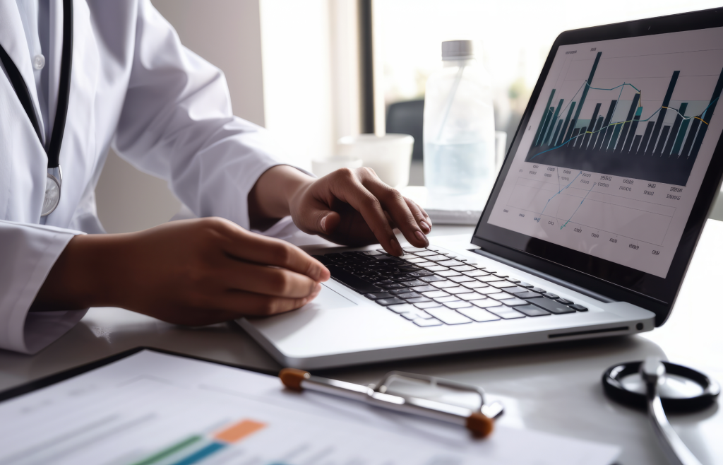 A doctor checking patient health data